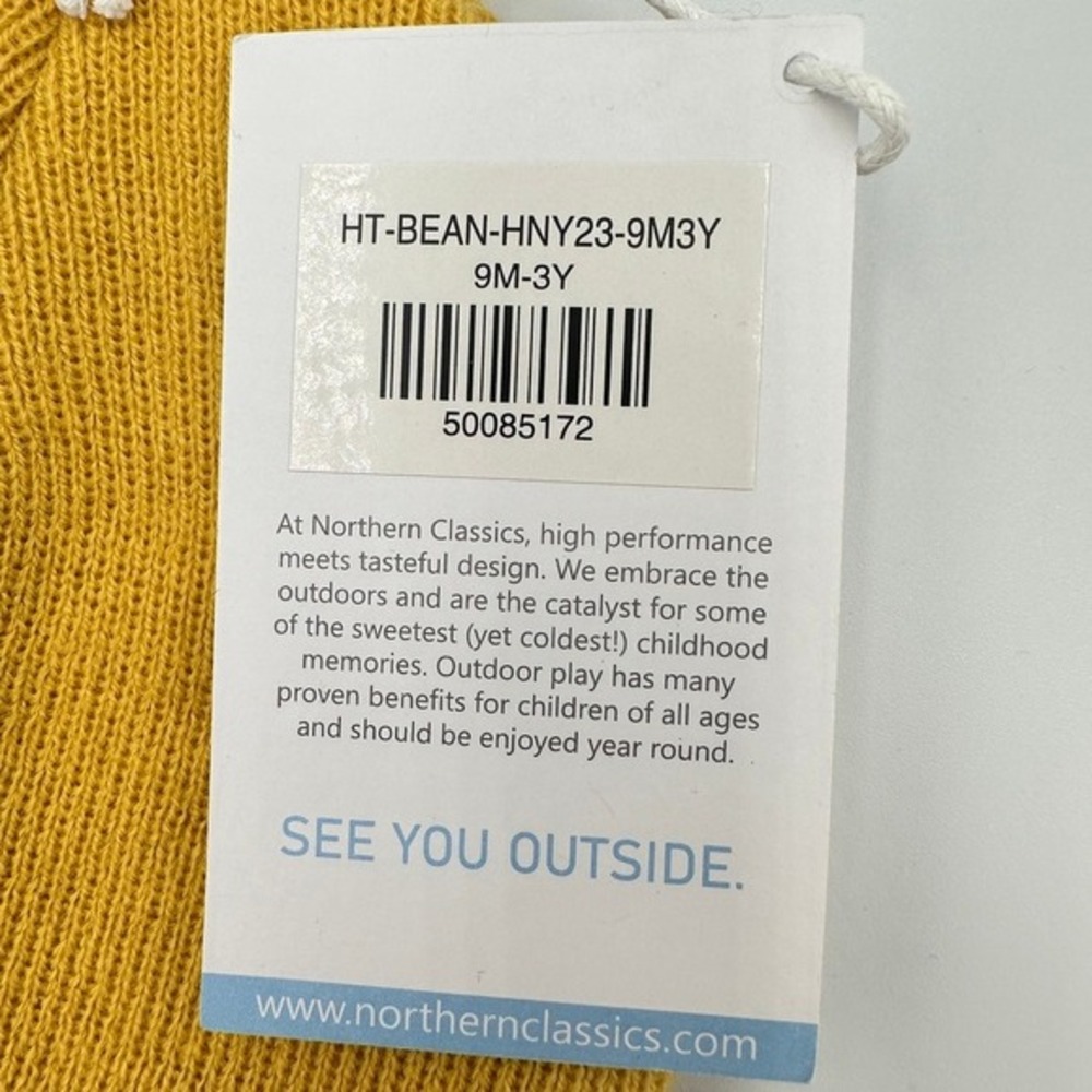 Northern Classics Kids Mustard Yellow Knit Beanie Hat 9M-3Y Retro Streetwear NWT - Picture 3 of 4